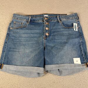 Old Navy Denim Jean Shorts Womens 16  Mid Rise 5" Inseam Cuffs Jorts 38" Waist